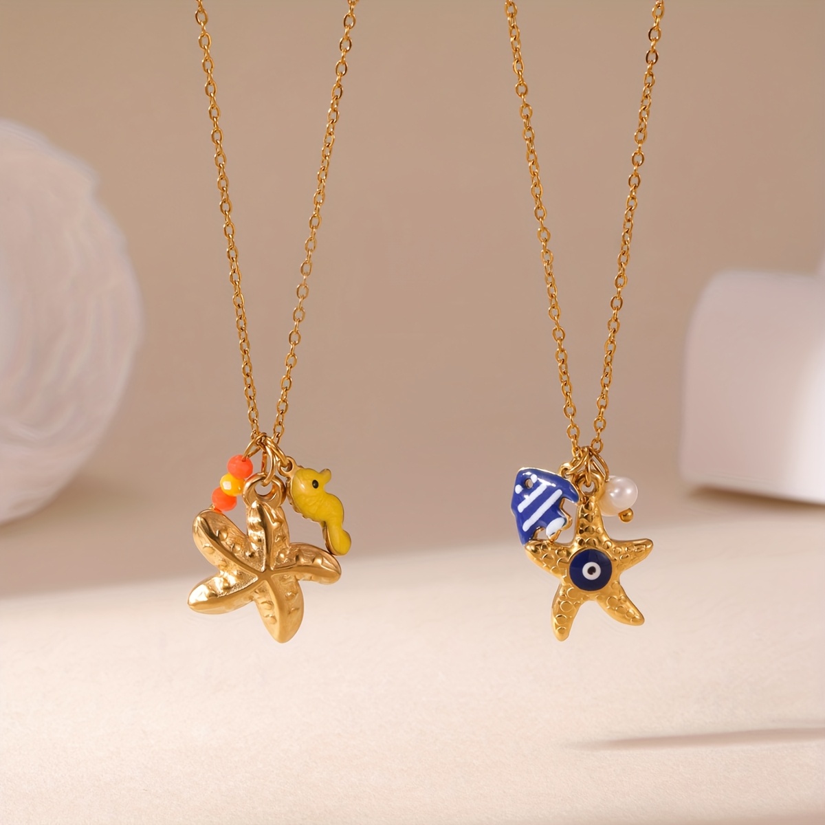Women's 18K Real Plated Stainless Steel Starfish Necklace